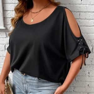 70. NWT Survival Cold Shoulder Lace Up Sleeves top